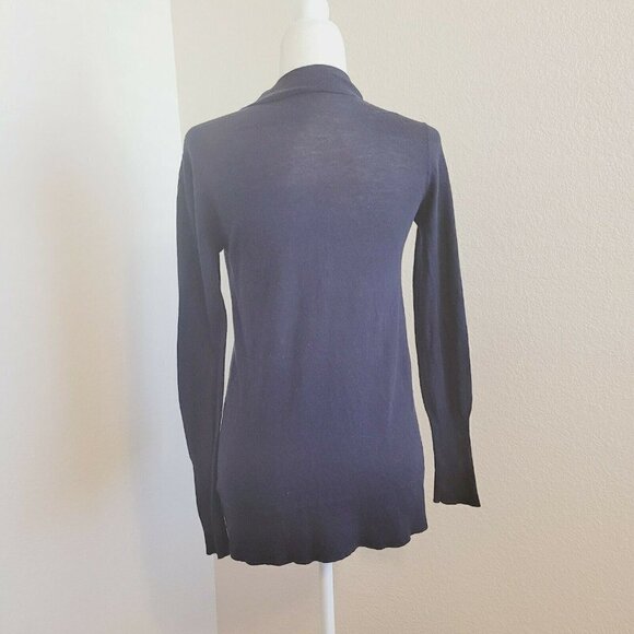 J. Crew Dark Navy Pima Cotton & Wool Open Front Cardigan Sweater Size X-Small - Picture 3 of 9